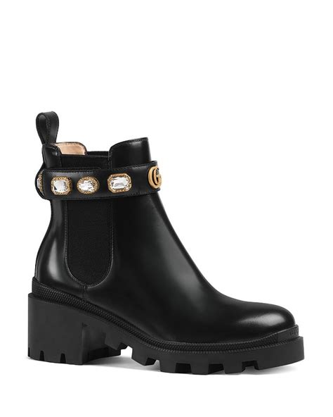 gucci women's trip embellished block heel chelsea boots|Gucci shoes for women.